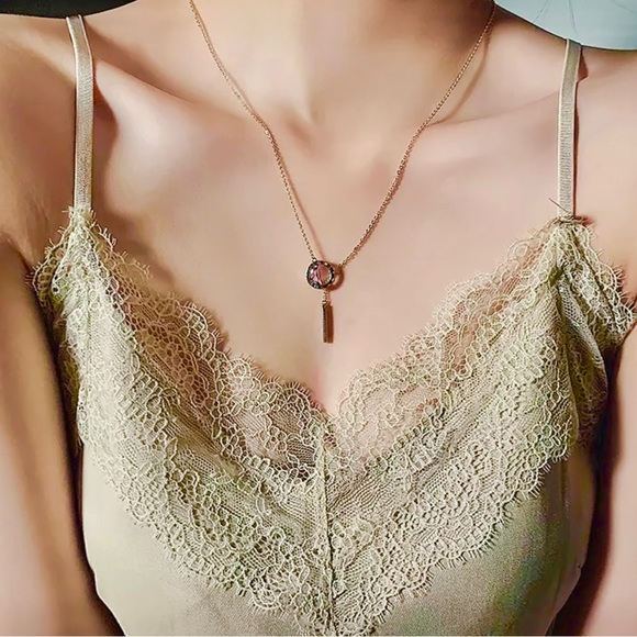 🆕 Stunning 18k Amethyst Roman Numeral Engraved Barrel Lariat Necklace NWT - Picture 10 of 14